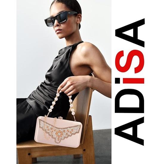 ADISA Клатч для торжественных мероприятий с ручкой из жемчуга и золотой цепочкой для женщин и девочек
