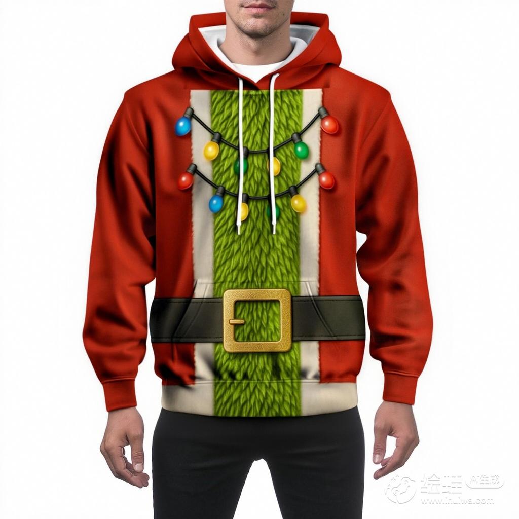 Men's And Women's Personalized And Creative Christmas Printed Long-sleeved Hooded Sweatshirt, Men's Fashionable Christmas Clothing, Casual Sports Top