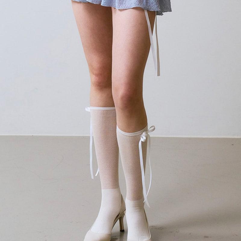 VINAJ Mini Jenny Rose Ribbon Socks (White)