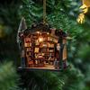 1Pc/2Pcs Christmas Bookstore Ornament Acrylic 2D Flat Book Store Ornament Xmas Tree Hanging Decoration for Book Lovers