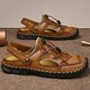 British Style Summer Sandals Handmade Soles Men's Leather Camping Shoes Classic Brown Men's Beach Casual Shoes Big Size  38-48