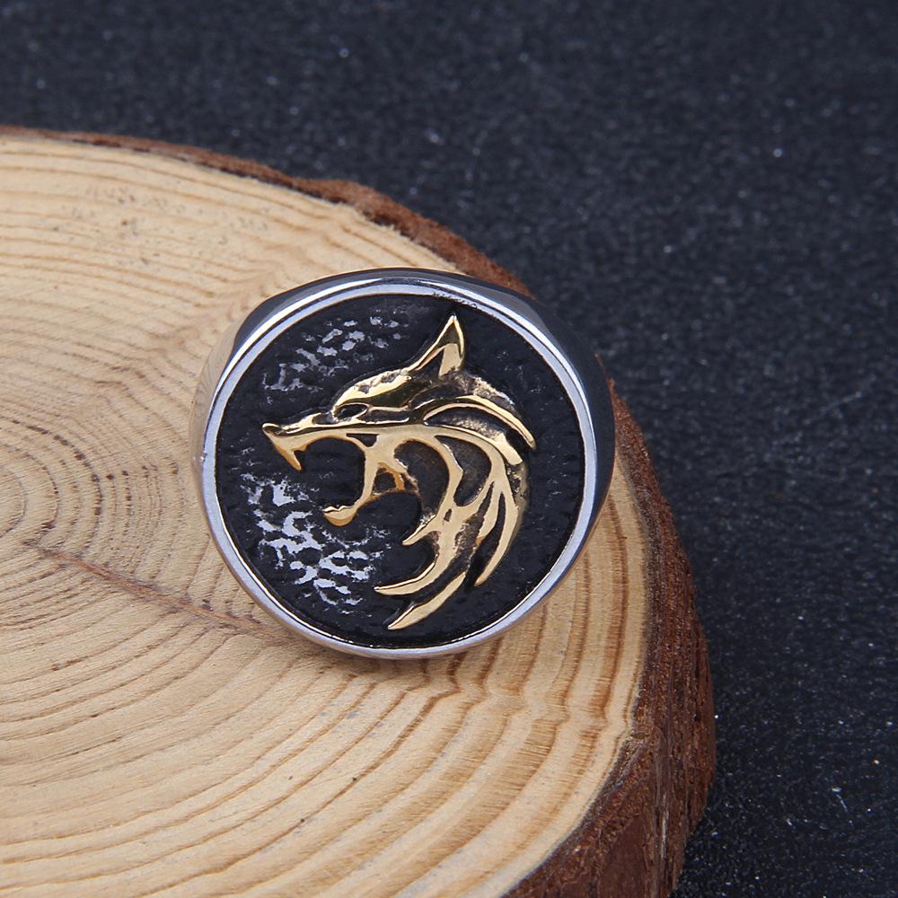 Dual Norse Wolf Ring Stainless Steel Viking Fenrir Ring Wizard Warrior Hunter Wolf Head Rings Gift for Men