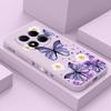 Чехол-накладка от падения с бабочкой и ромашкой из мягкого жидкого силикона для Xiaomi 14T Pro 13T 12T 11T Redmi Note 14 Pro Plus 13 12 11 10s Poco X6 Pro M6 M5S