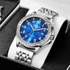 Роскошные мужские часы Бизнес Водонепроницаемые Светящиеся Кварцевые Наручные часы Ремешок из нержавеющей стали Классический Циферблат с бриллиантами Аналоговые часы
