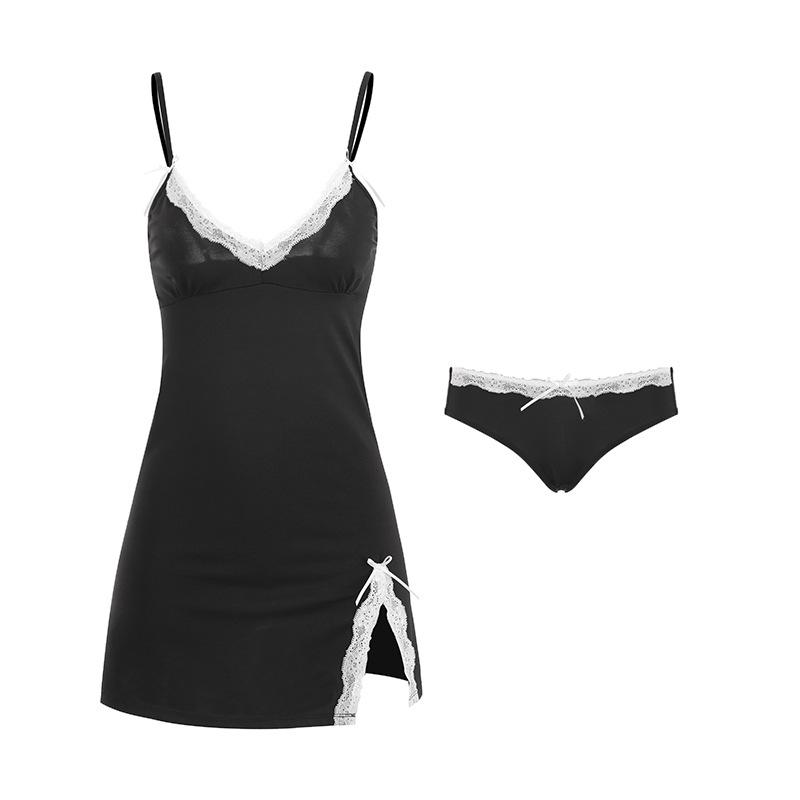 Модная женская сексуальная одежда для сна, женское ночное платье с v-образным вырезом, кружевные ночные рубашки на бретельках для ночного клуба