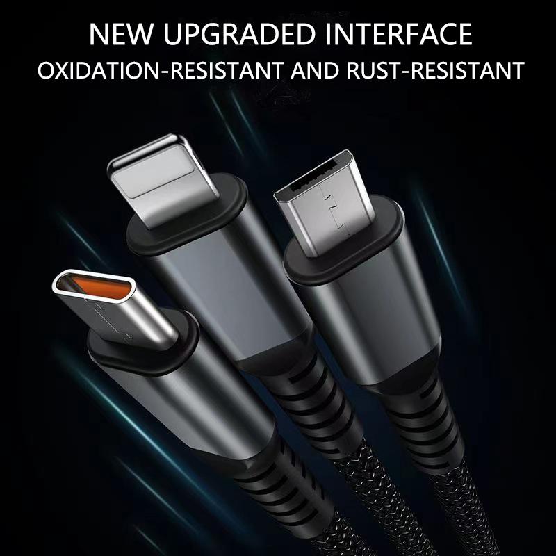 100 Вт сверхбыстрая зарядка USB C Type 3 в 1 кабель для передачи данных с подсветкой для iPhone Samsung Xiaomi Huawei шнуры для быстрой зарядки