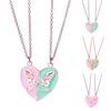 Women Necklace BEST FRIENDS Oil-dripping Butterflies Magnetic Double Chain Splicing Love Heart Kids