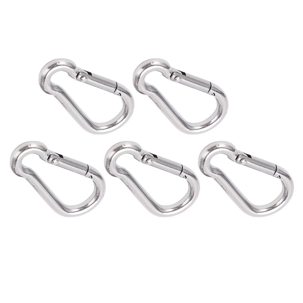 5pcs 40mm Carabiner Clip Stainless Steel Heavy Duty Spring Snap Hook for Hammock Dog Leash