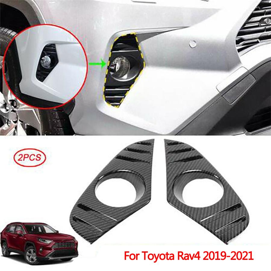2*Цвет карбонового волокна АБС Накладка на крышку передней противотуманной фары Подходит для Toyota Rav4 2019-2021