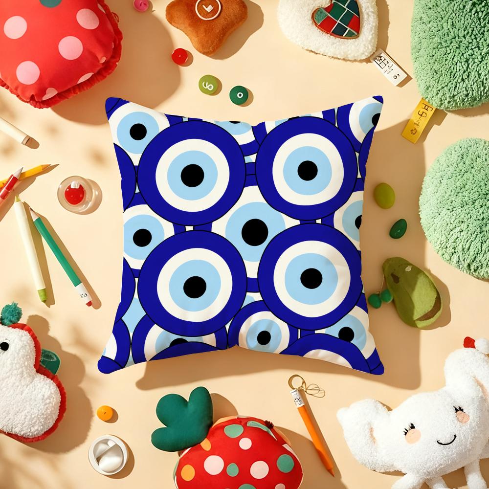 Eye Evil Blue Cushion Cover Soft Short Plush DoubleSided Printing Home Decor Machine Washable Pillow Case Gift