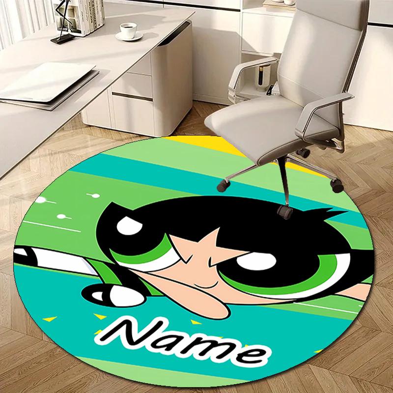 Personalized The Powerpuff Girls Round Chair Office Rug - Perfect for Mat, Office Chair & More - Ideal Gift for Birthdays and Holidays