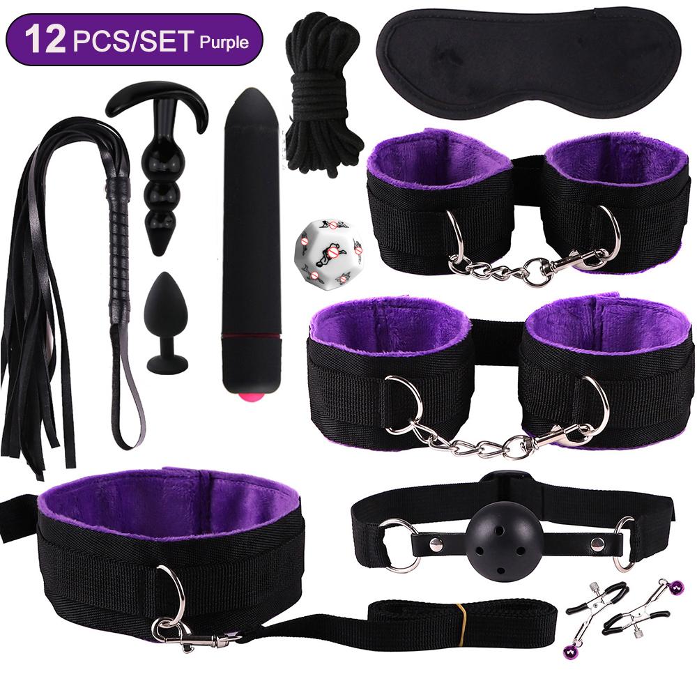 BDSM Adult SM Sex Products Kits Bondage Gear Collar Butt Oral Erotic Bundle Sex Game for Couple Vibrator female sexulae toy 18