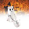 Halloween Ghost Walking Dog Statue Spooky Garland Ghost Walking Puppy Figurine Resin Sculpture Indoor Outdoor Desktop Decoration Ornament