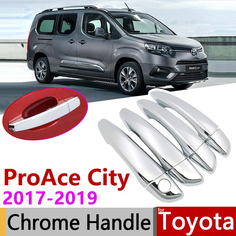 for Toyota ProAce City Verso 2018 Chrome Exterior Door Handle Cover Car Accessories Stickers Trim Set of 4Door