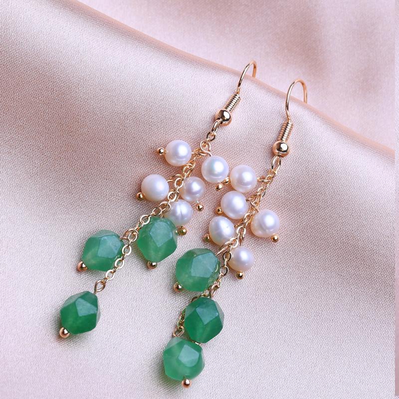 KNIKOO Tassel Drop Earrings For Women Fashion Natural Freshwater Pearl Earrings Jewerly For Wedding Party Gifts