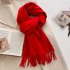 Luxury Wool Scarf For Women Fashion Warm Cashmere Scarves Korean Style Solid Knitted Shawl Wrap Pashmina Bandana Christmas Gift