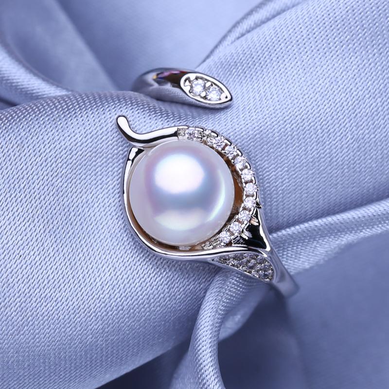 Кольца FEEYOO с натуральным пресноводным жемчугом для женщин и девочек, классическое кольцо регулируемого размера, вечерние украшения