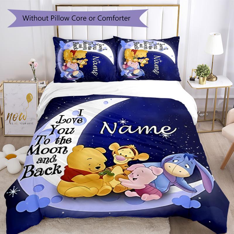 3pcs Winnie5 Cover Set - Personalized Name, HD Printed Bedding with 1 Cover and 2 Pillowcases - Perfect for Home Decor, Easy Care