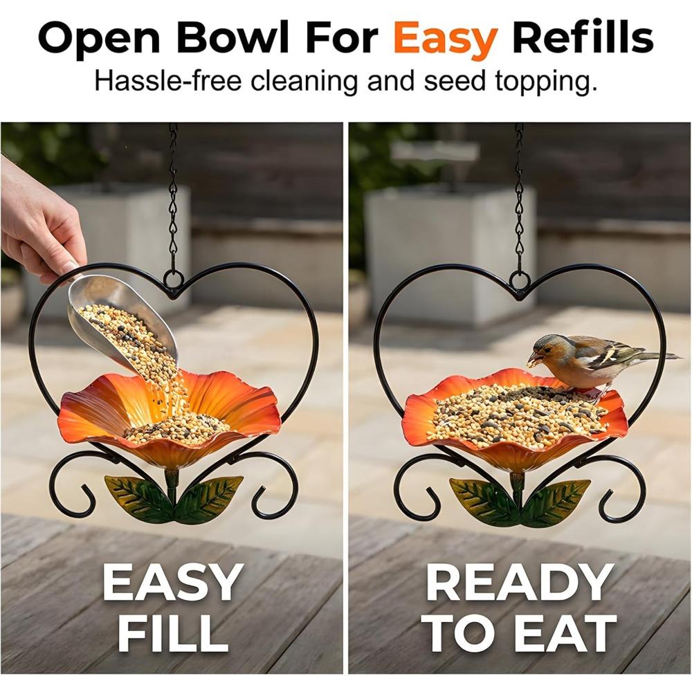 Heart-shaped wrought iron bird feeder/flower feeder, heart-shaped bird feeder, heart-shaped bird feeder stand, hanging flower stand bird feeder