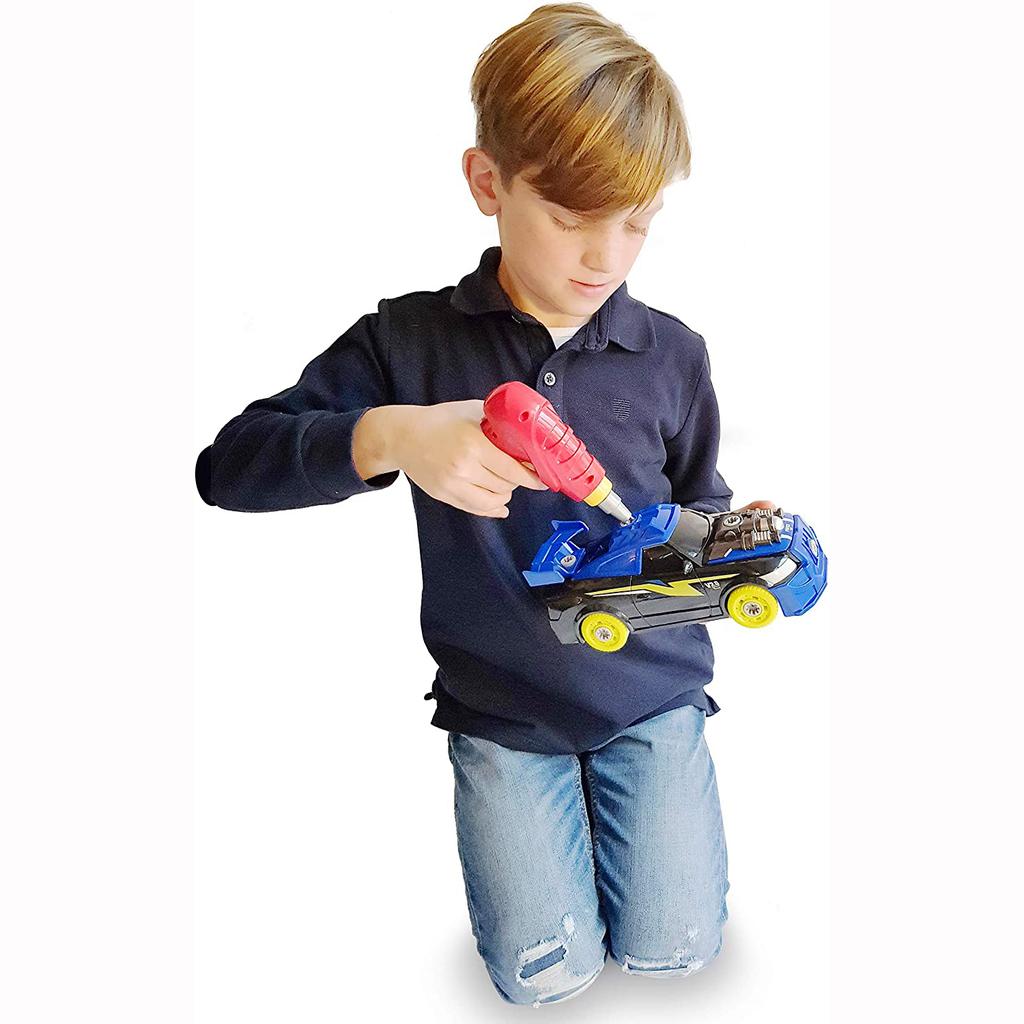 Take Apart Toy Roadster Car 27 Piece Set - DIY Building Car STEM Toddler Toys for Boys and Girls with Working Drill & Real Engine Sounds