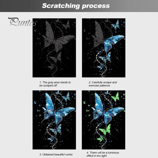 4 Sheets Scratch Paper Art Set A4 Rainbow Painting Scratchboard Kit with Tools Adult Crafts Stress Relief Painting Kit