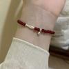 New Chinese Koi Red Agate Beaded Elastic Rope Bracelet Women'S Light Luxury Literary And Retro Temperament Versatile Bracelet Jewelry
