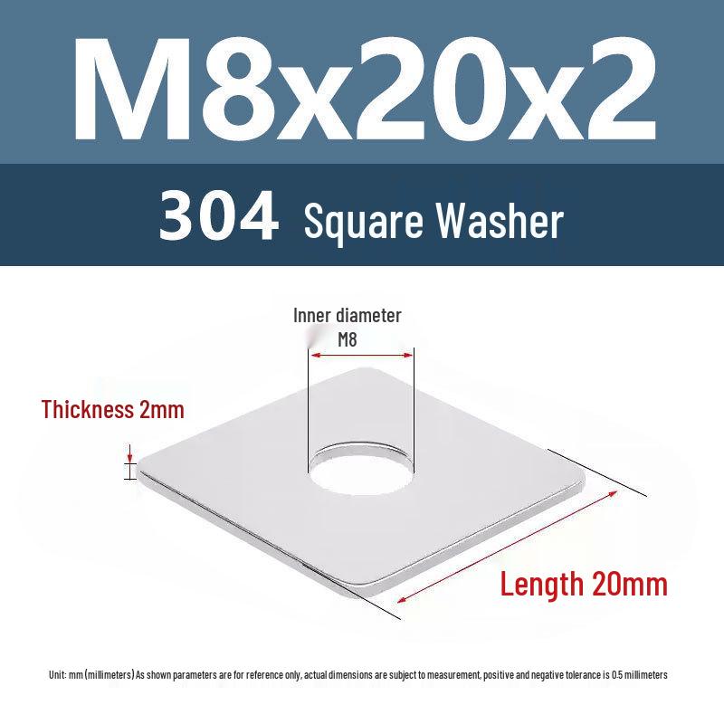 Yigu 304 Stainless Steel Thickened Square Flat Washer M3/M4/M5