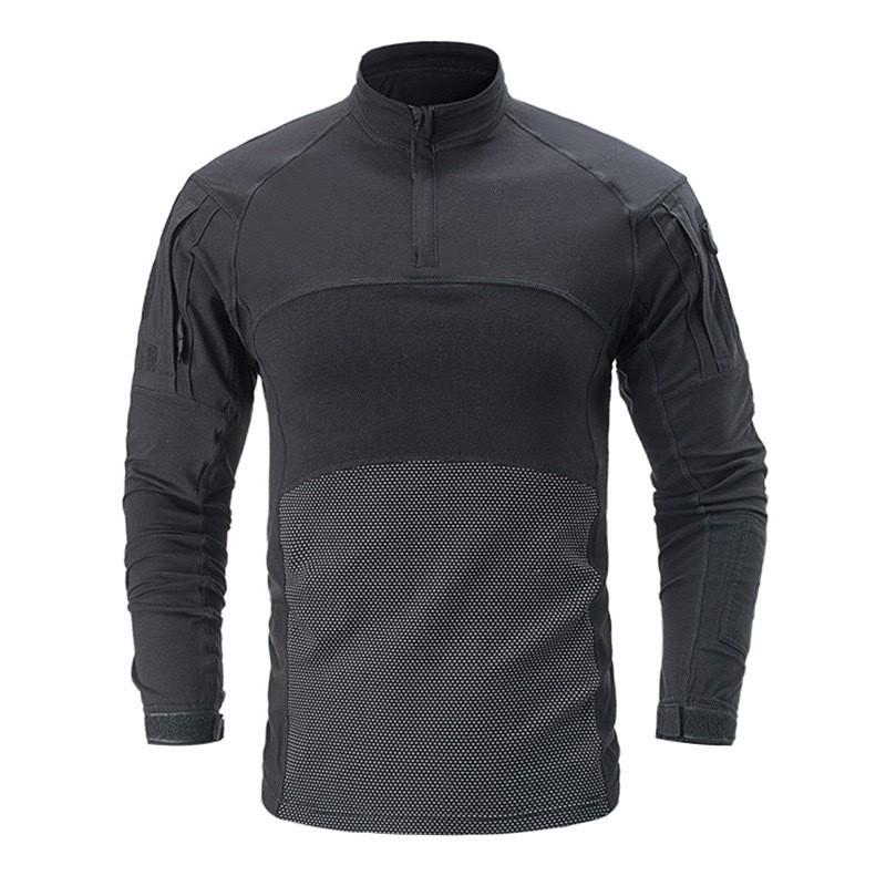 Mens Long Sleeve Camo Tactical Shirt Outdoor Workwear Breathable Windproof UV Protection Cotton
