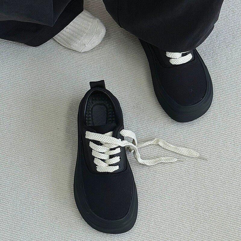 Casual Commuter Board Shoes Men'S British Style Summer Breathable Thick Sole Heightening Cleanfit Shoes Big Head Canvas Shoes