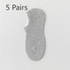 5 Pairs Boat Socks Men's Shallow Mouth Invisible Socks Spring and Summer Mesh Breathable Sweat Anti-odour Boneless Cotton Socks