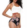 High Waisted Bikini Swimsuit with Ruffles White Black High Waisted Bikini Swimsuit with Ruffles White Black