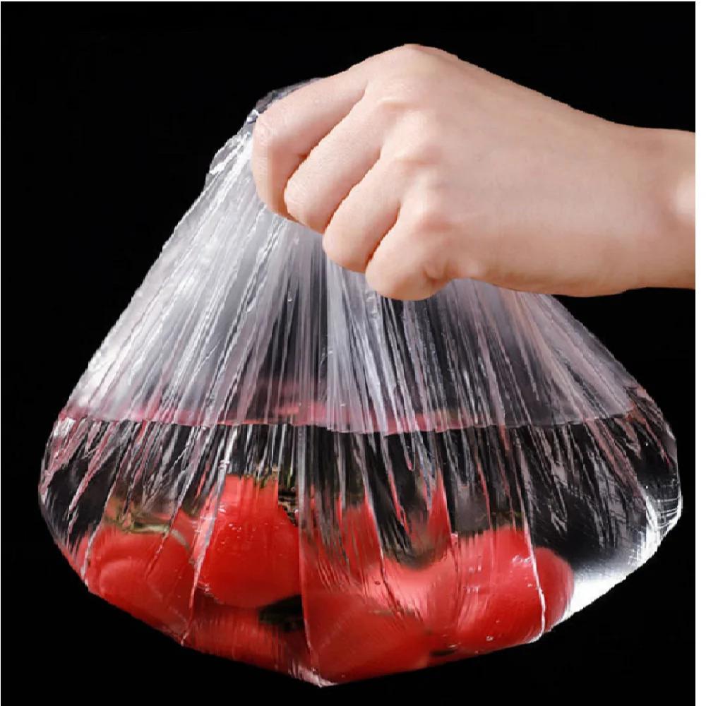 100 шт. Эластичные крышки для продуктов, Одноразовые пластиковые крышки для мисок для хранения фруктов и овощей, Упаковки для сохранения свежести