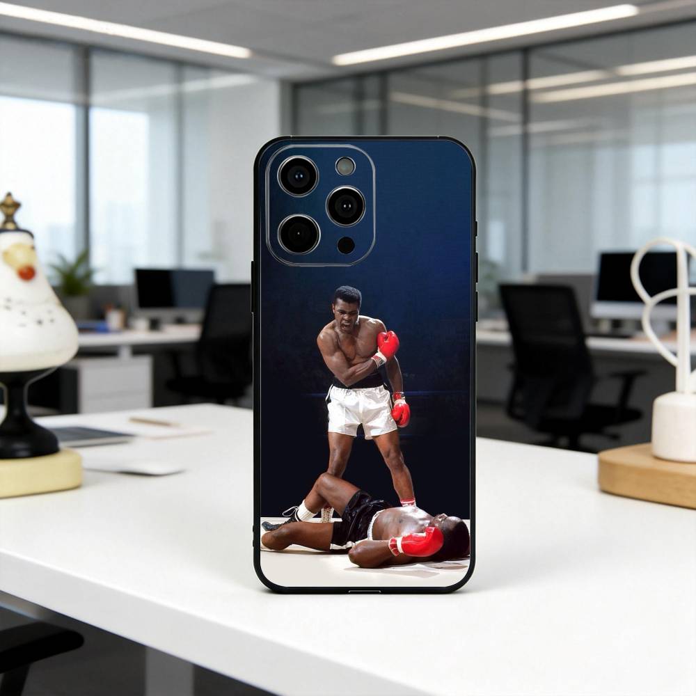 Бокс M-Мухаммед А-Али L-Легенда Чехол для телефона для iPhone 17,16,15,14,13,12,11 Plus,Pro Max,XS,Мягкий силиконовый черный чехол