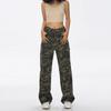 American Camouflage Tooling Jeans Women's High-waisted Hiphop Hip-hop Sweet and Spicy Wide-leg Casual Straight Jeans