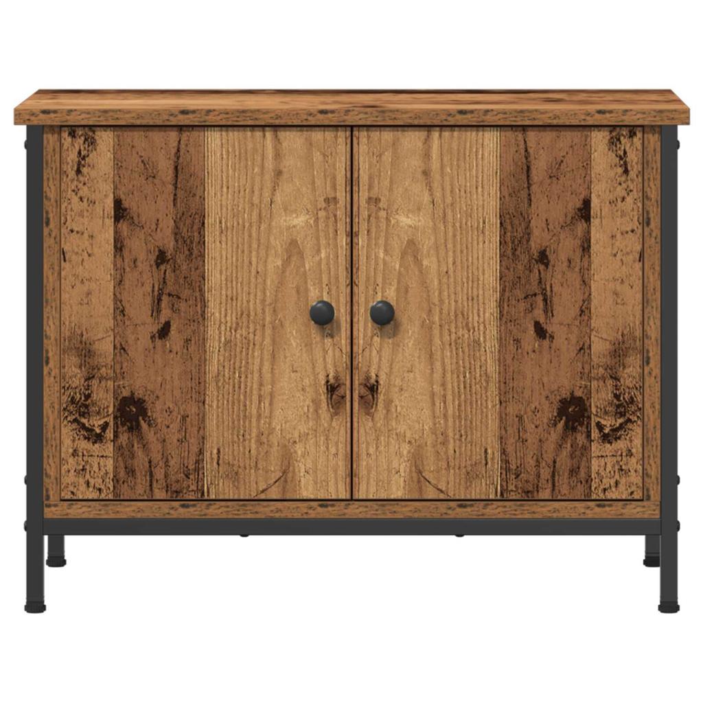 TV-Schrank mit Doppeltüren im kreativen Design, Wohnzimmerschrank, zweistöckiger Aufbewahrungs- und Stauraumschrank, 60 x 35 x 45 cm