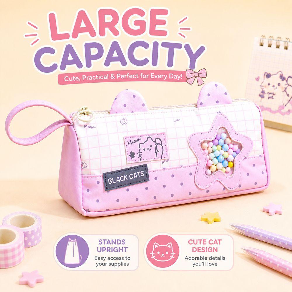 Patchwork Style Polka Dot Pencil Case Polka Dot Pen Storage Bag Stationery Storage