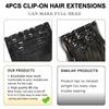 Black Hair Extensions For Women 20 Inch Synthetic Clip In Hair Extensions 4Pcs/Set Thick Hairpieces Straight Fiber Hairpieces