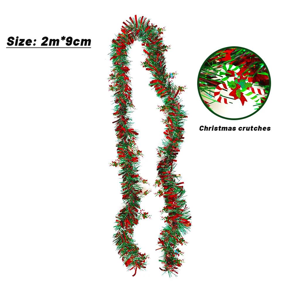 2/20M Christmas Color Ribbons Garland DIY Xmas Tree Wrapping Ribbons Snowman Bear Cane Garland Strips New Year Party Decoration