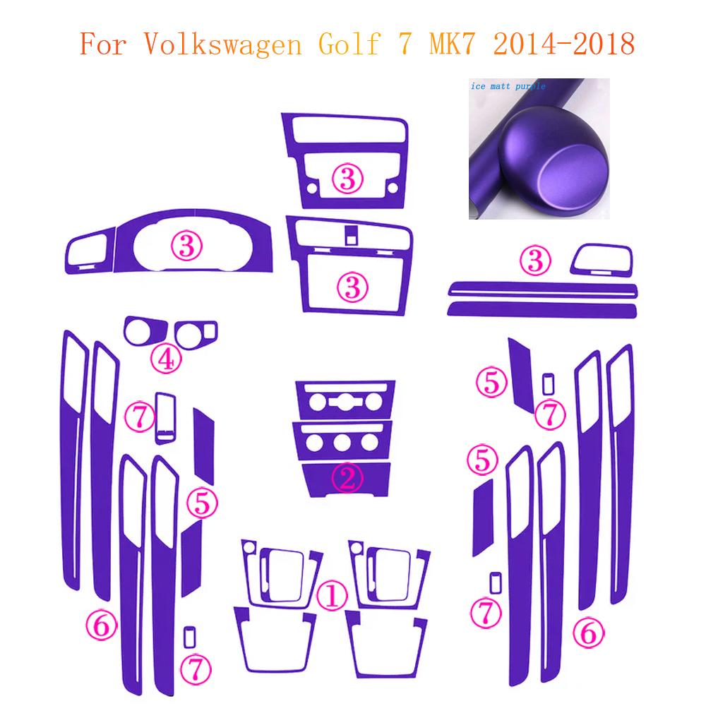 For Volkswagen Golf 7 MK7 Interior Central Control Panel Door Handle 5D Carbon Fiber Stickers Decals Car styling Accessorie