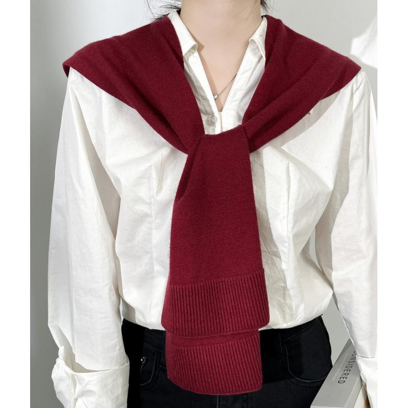 Autumn Knitted Shawl Women's Thin Outer with Small Vest, Spring and Autumn Knitted Sweater with Shoulder Scarf