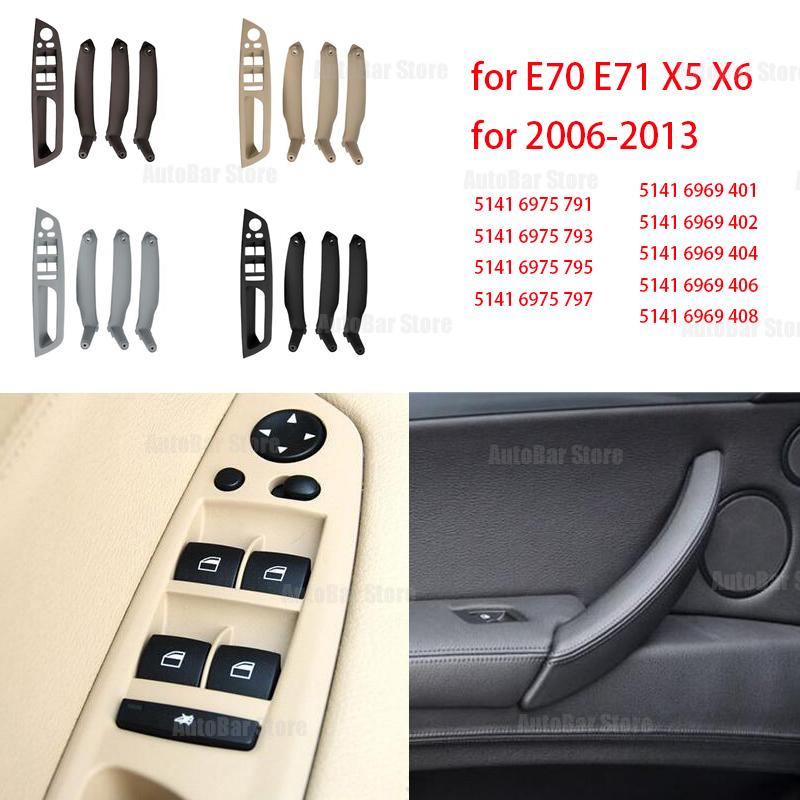 Бежевый, черный, серый подлокотник, левое переднее водительское сиденье с левым рулем, внутренняя дверная ручка, внутренняя панель, накладка для BMW E70 E71 X5