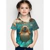 Kids Girl T-Shirt 3D Capybara Cute Graphic Short Sleeve Tee Children Summer Daily Play Outdoor Outfit