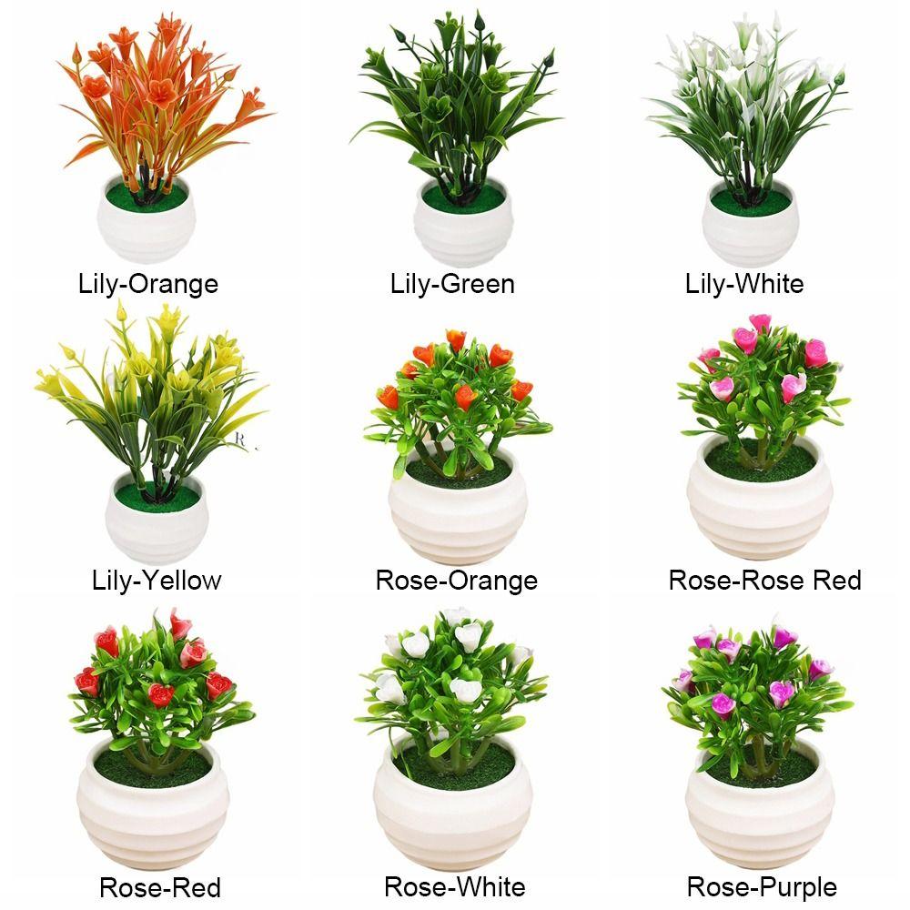 Имитация лилии розы реалистичное растение в горшке яркая искусственная трава в горшке подарок искусственный цветок бонсай