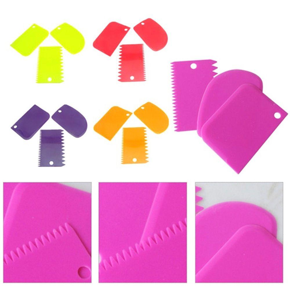 3PCS New Plastic Kitchen Dough Cutter Cookie Decorating Spatula Cake Scraper Pastry Butter