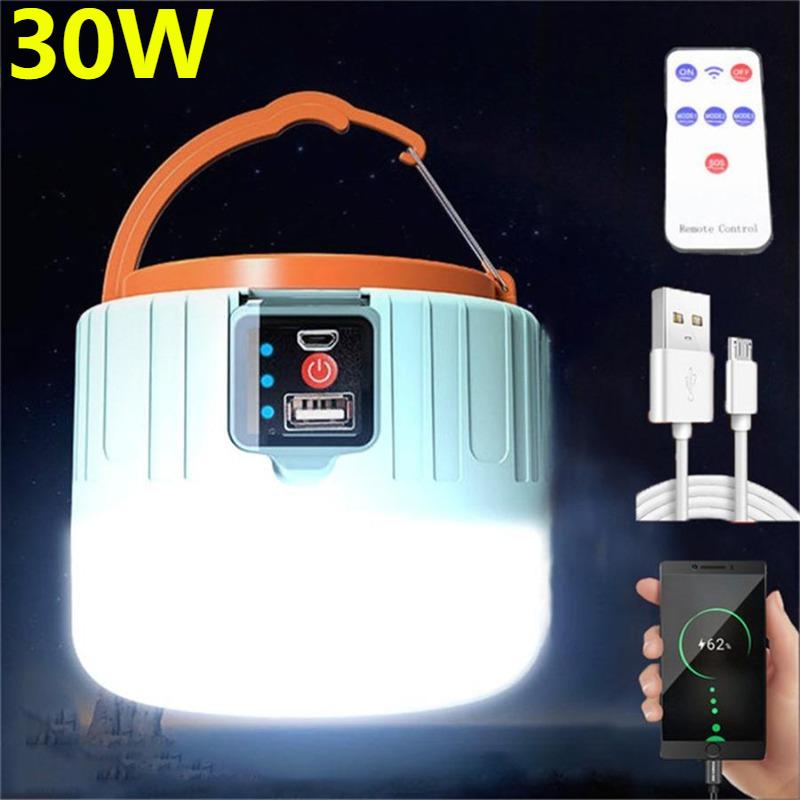 30W Outdoor LED Camping Lights USB Rechargeable Tent Portable Lanterns Emergency Lights For Fishing Barbecue Camping Lighting