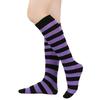 Women Striped Knee-high Socks Colorful Stretchy Knee-length Socks Ribbed Leg Warmers for Costume Party Street Daily Wear