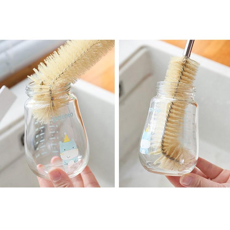 Щетка для чистки стеклянных бутылок с деревянной ручкой Кухонные принадлежности
