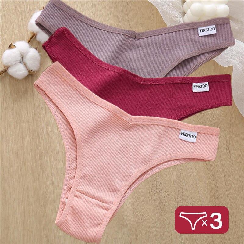 3PCS/Set Cotton Lingerie Panties Sexy Underwear Women Briefs Tangas Female Underpants Pantys Thong Panties Bikini Solid 6 Color