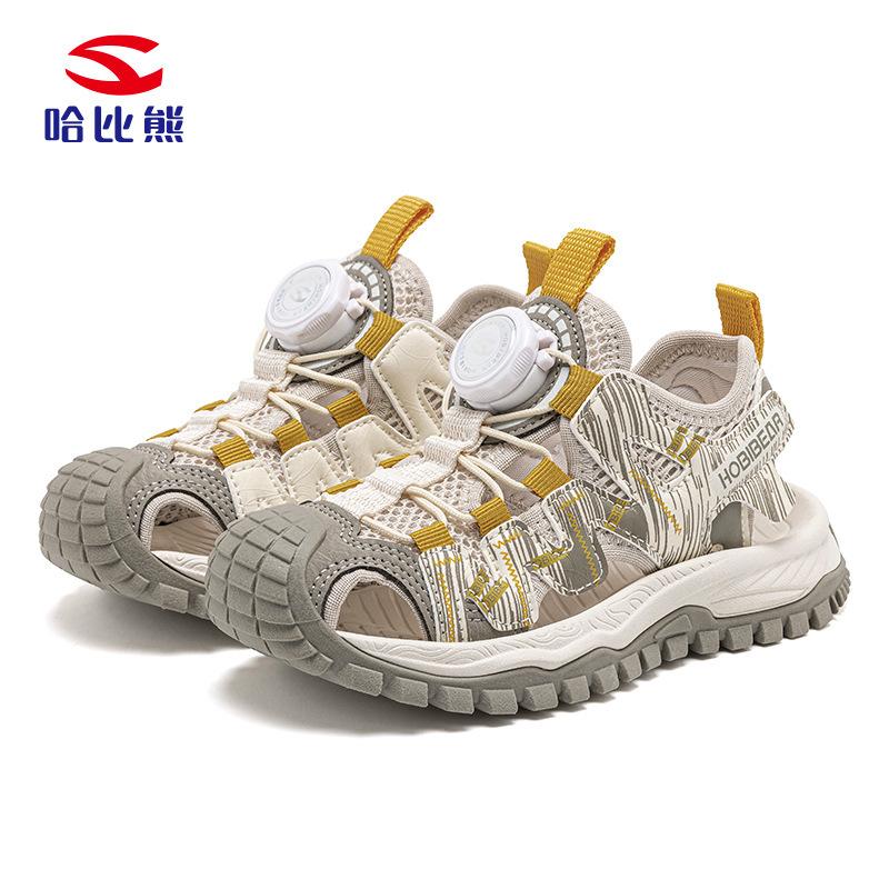 Kids Closed Toe Sandals Summer Breathable Rotary Buckle Beach Shoes Sport Water Sandals For Boys Girls Outdoor Walking Shoes