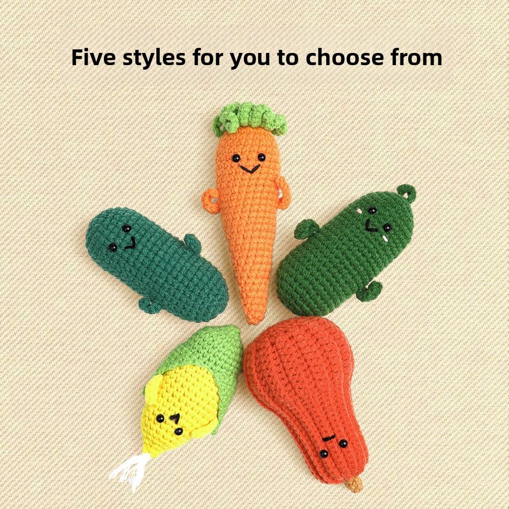 Handmade Crochet Carrot Stuffed Toy Soft Cotton Yarn Vegetable Amigurumi Pet Chew Toy / Newborn Photo Prop